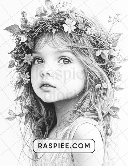 88 Bohemian Little Girls Portrait Adult Coloring Pages