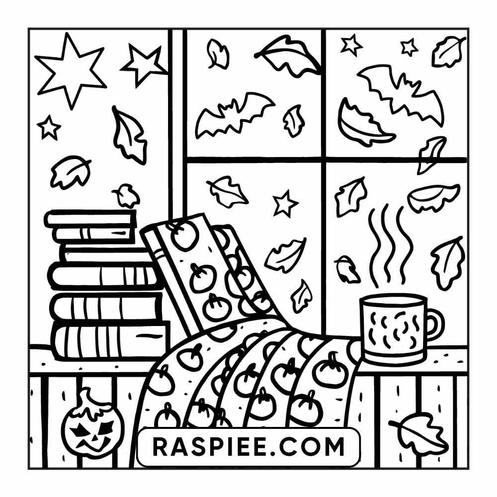 84 Cozy Halloween Bold & Easy Coloring Pages Printable PDF Instant Download - RASPIEE