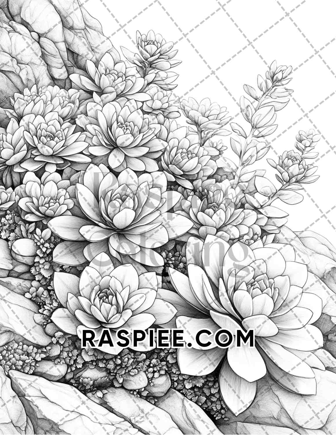 Succulent Blossoms Adult Coloring Pages Printable PDF Instant Download