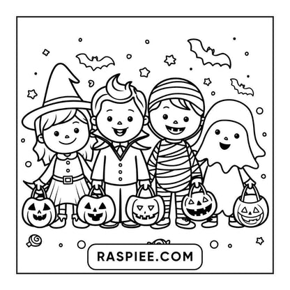 100 Bold and Easy Cute Halloween Coloring Pages Printable PDF Instant Download - RASPIEE