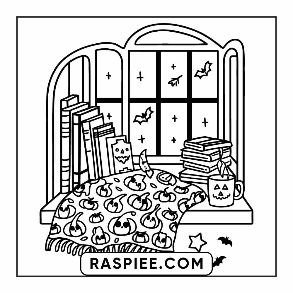 84 Cozy Halloween Bold & Easy Coloring Pages Printable PDF Instant Download - RASPIEE