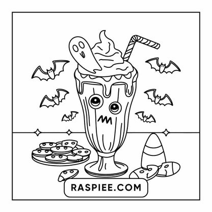 100 Bold Easy Spooky Food & Drinks Coloring Pages Printable PDF Instant Download - RASPIEE