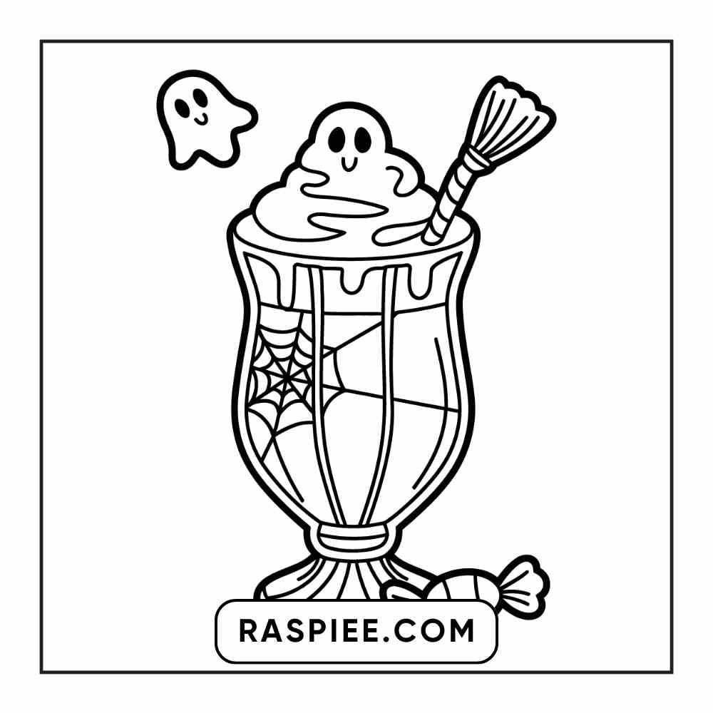 100 Bold Easy Spooky Food & Drinks Coloring Pages Printable PDF Instant Download - RASPIEE