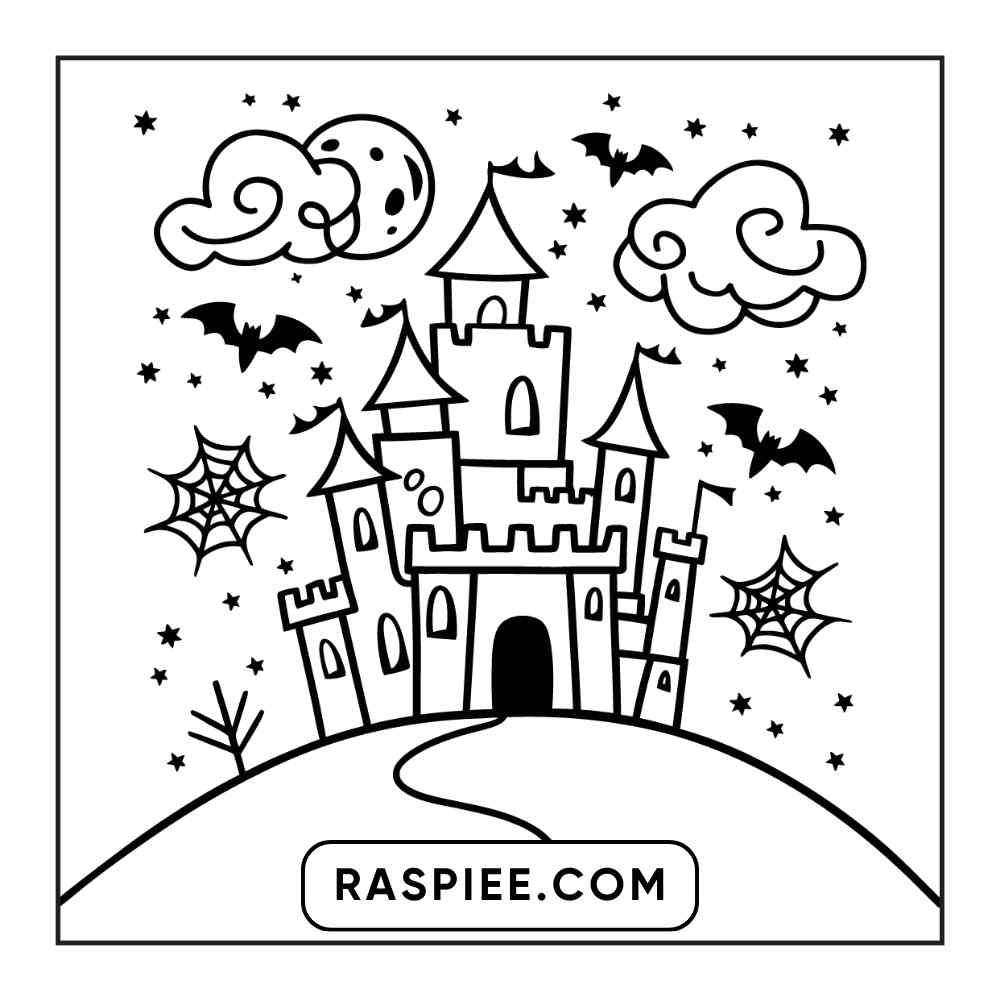 100 Bold and Easy Cute Halloween Coloring Pages Printable PDF Instant Download - RASPIEE