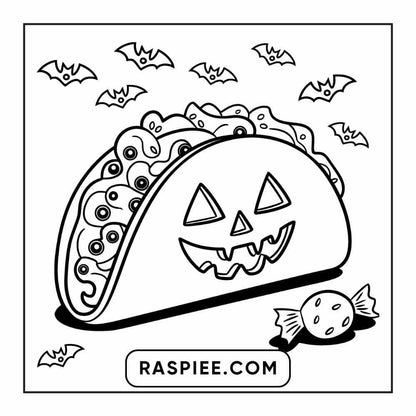 100 Bold Easy Spooky Food & Drinks Coloring Pages Printable PDF Instant Download - RASPIEE