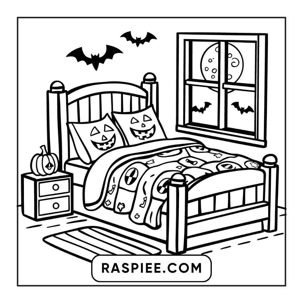 100 Bold and Easy Cute Halloween Coloring Pages Printable PDF Instant Download - RASPIEE