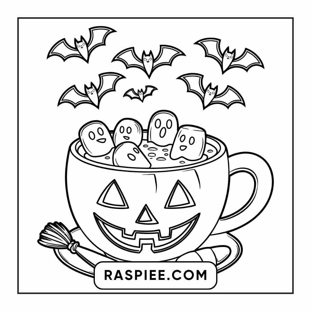 100 Bold Easy Spooky Food & Drinks Coloring Pages Printable PDF Instant Download - RASPIEE