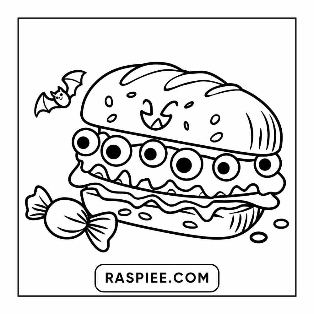 100 Bold Easy Spooky Food & Drinks Coloring Pages Printable PDF Instant Download - RASPIEE