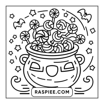 100 Bold and Easy Cute Halloween Coloring Pages Printable PDF Instant Download - RASPIEE