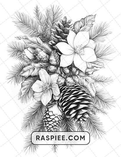 77 Winter Flowers Adult Coloring Pages