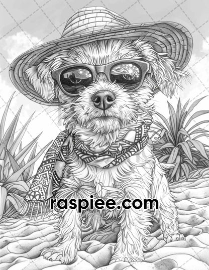adult coloring pages, adult coloring sheets, adult coloring book pdf, adult coloring book printable, grayscale coloring pages, grayscale coloring books, dog coloring pages for adults, dog coloring book, grayscale illustration, summer coloring pages, animal coloring pages