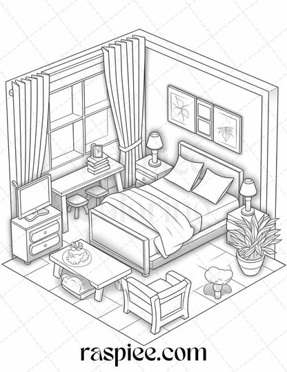 40 Pocket Room Coloring Pages Printable for Adults Kids, PDF File Instant Download - Raspiee Coloring