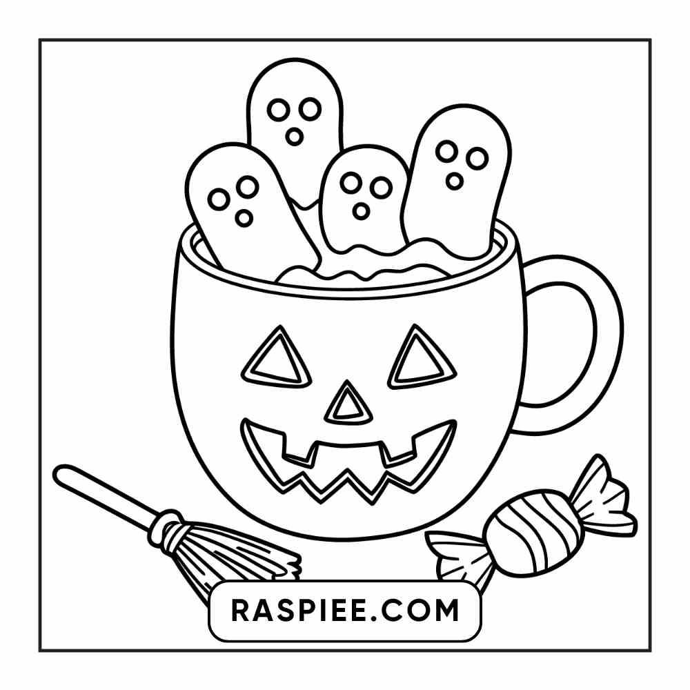 100 Bold Easy Spooky Food & Drinks Coloring Pages Printable PDF Instant Download - RASPIEE