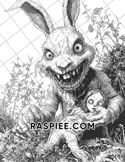 Horror Animals Halloween Adult Coloring Pages Printable PDF Instant Download