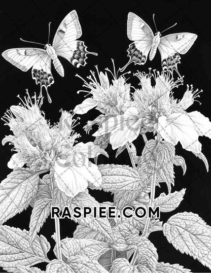 Seasonal Flowers Adult Coloring Pages Printable PDF Instant Download