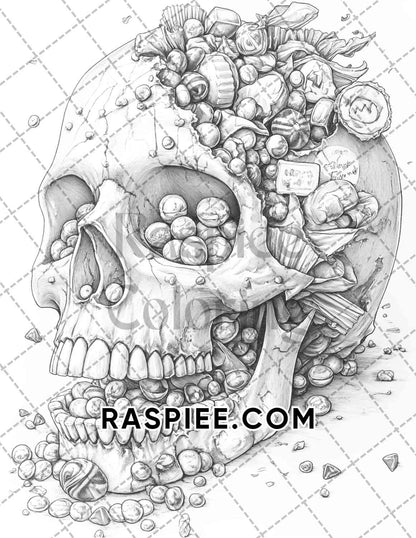 Spooky Desserts Halloween Adult Coloring Pages Printable PDF