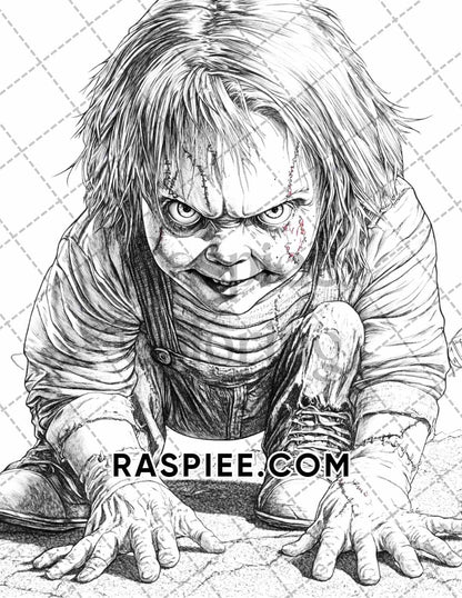 Legends of Horror Halloween Adult Coloring Pages Printable PDF Instant Download