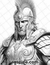 52 Mythology Gods Grayscale Coloring Pages for Adults, Printable PDF I ...