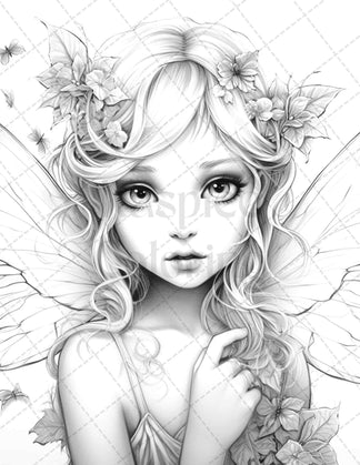 45 Adorable Chibi Fairy Grayscale Coloring Pages Printable for Adults ...