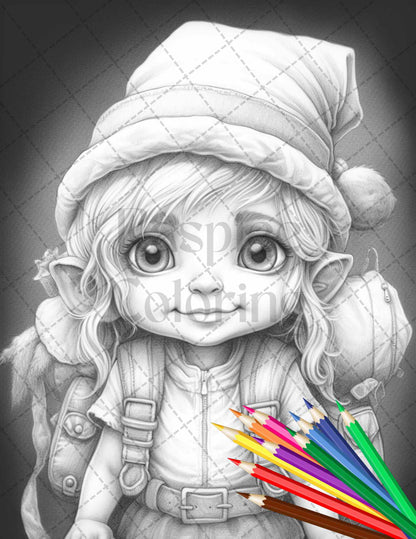 41 Adorable Gnome Girls Grayscale Coloring Pages Printable for Adults and Kids, PDF File Instant Download - raspiee