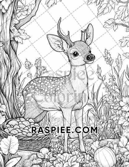 Autumn Charm Adult Coloring Pages Printable PDF Instant Download - RASPIEE