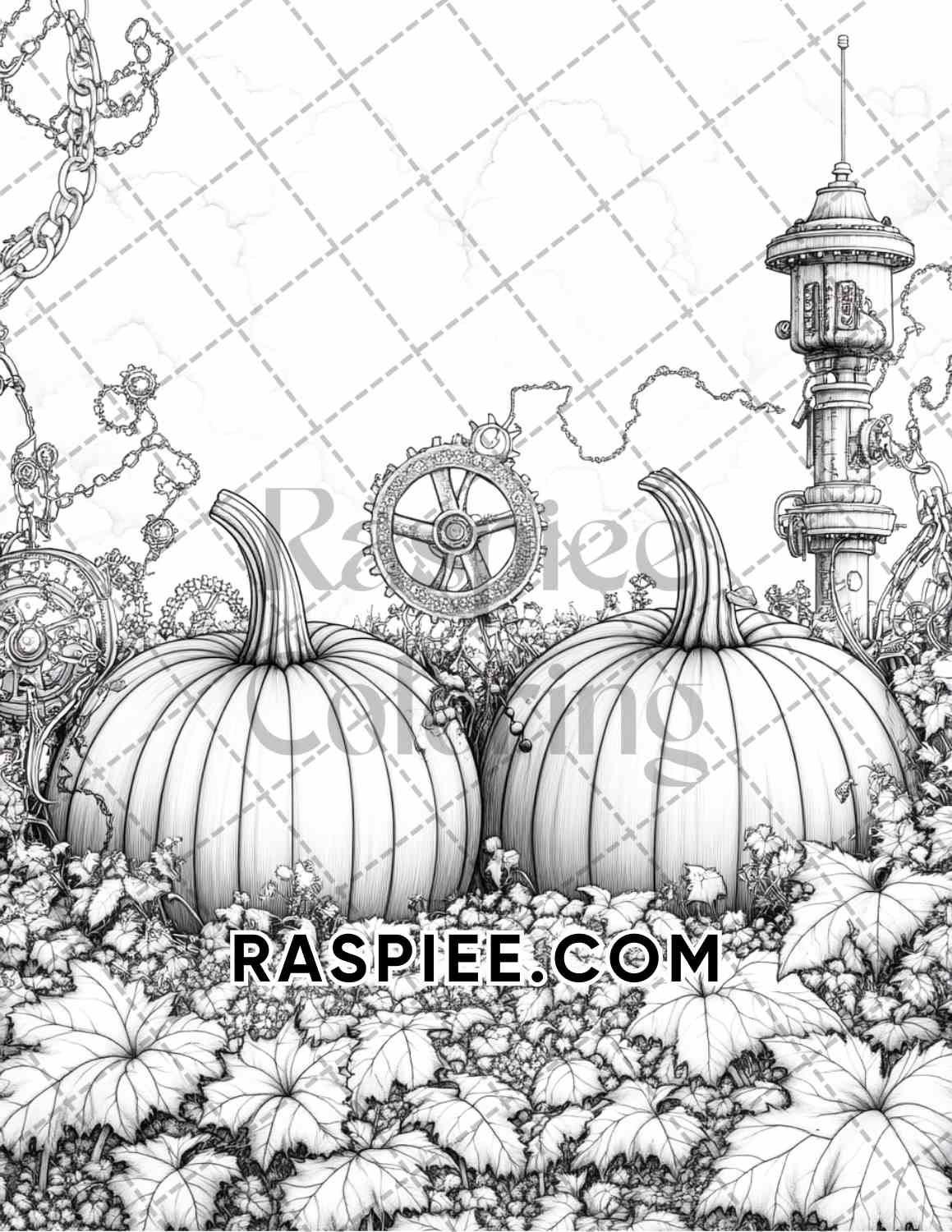 Steampunk Halloween Adult Coloring Pages Printable PDF Instant Download