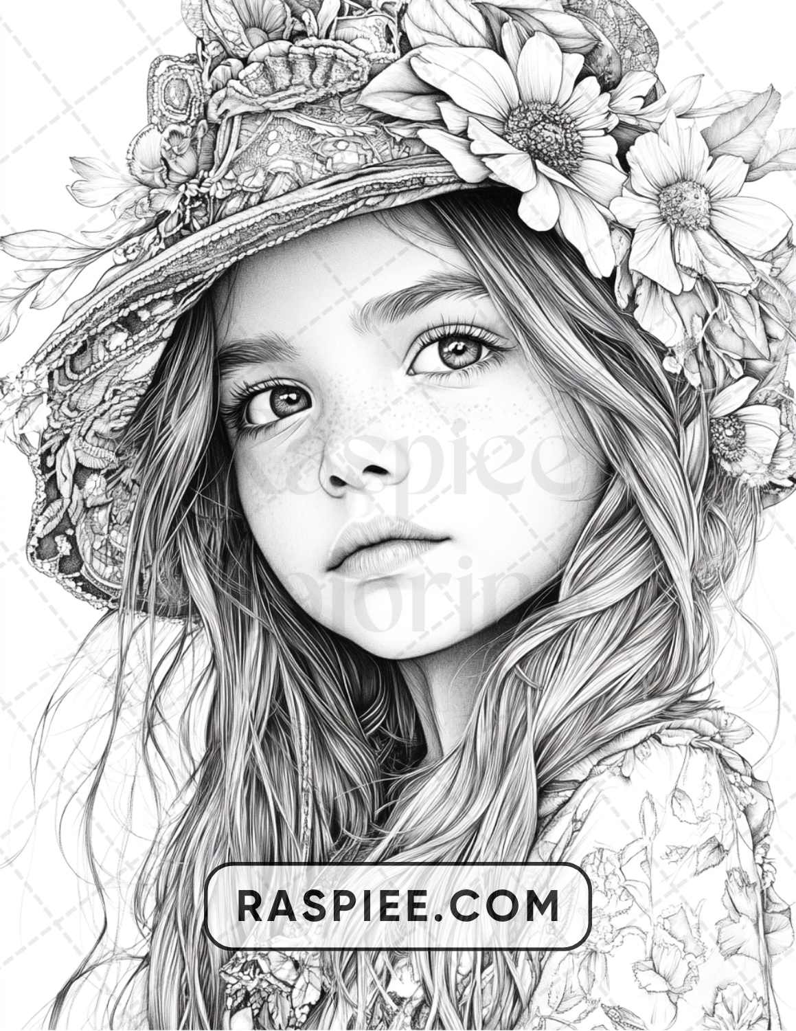 88 Bohemian Little Girls Portrait Adult Coloring Pages