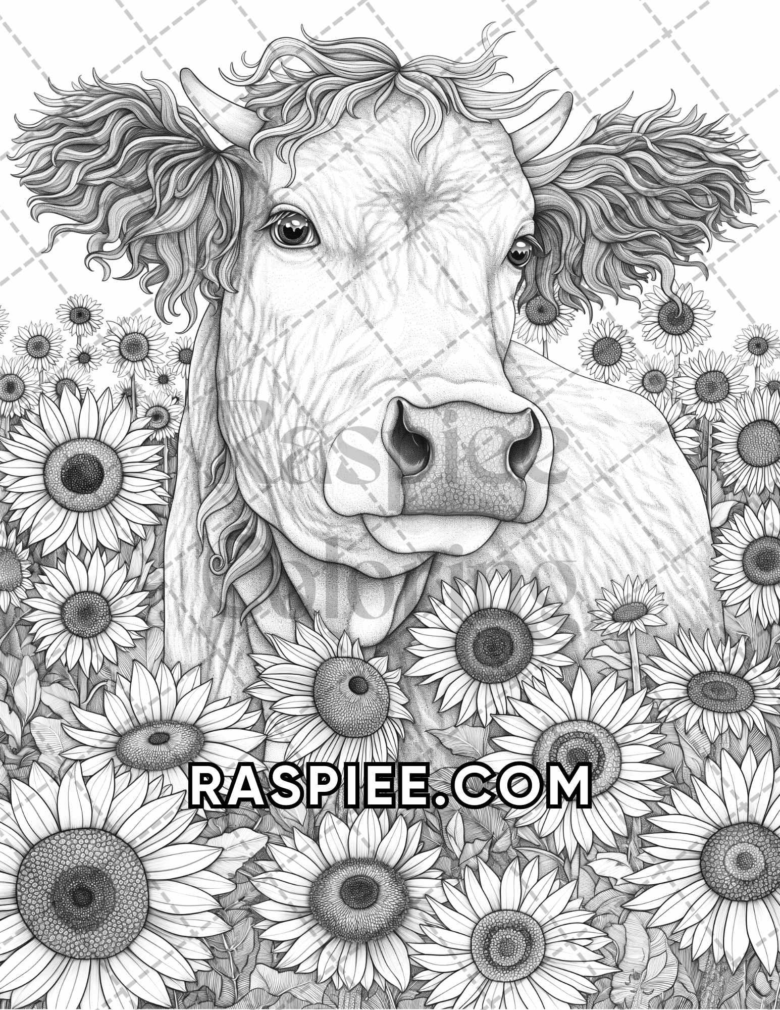 75 Animals in Flowers Grayscale Adult Coloring Pages Printable PDF Instant Download - RASPIEE