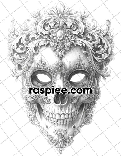 adult coloring pages, adult coloring sheets, adult coloring book pdf, adult coloring book printable, grayscale coloring pages, grayscale coloring books, skull art coloring pages for adults, skull art coloring book, grayscale illustration, gothic adult coloring pages, halloween coloring pages, halloween coloring book