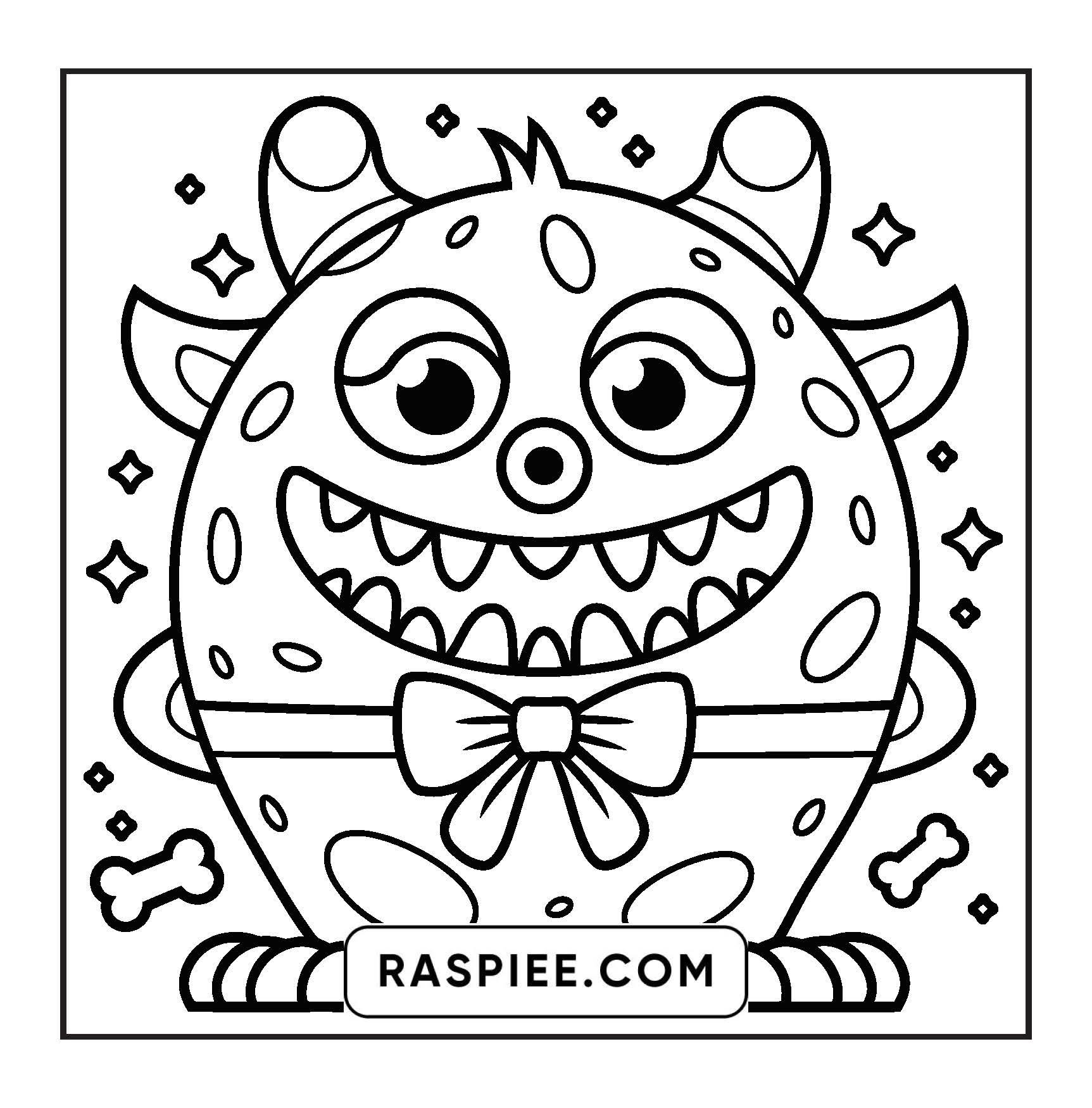 cute monsters coloring pages 90 Bold and Easy Creepy Monster Coloring Pages for Kids & Adults – RASPIEE