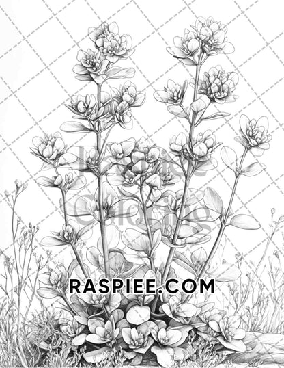 Succulent Blossoms Adult Coloring Pages Printable PDF Instant Download