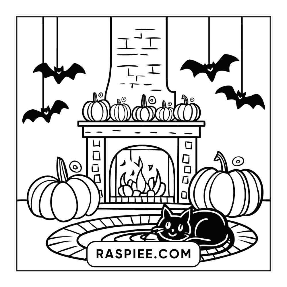 100 Bold and Easy Cute Halloween Coloring Pages Printable PDF Instant Download - RASPIEE