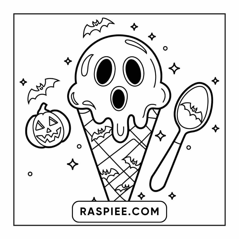 100 Bold Easy Spooky Food & Drinks Coloring Pages Printable PDF Instant Download - RASPIEE