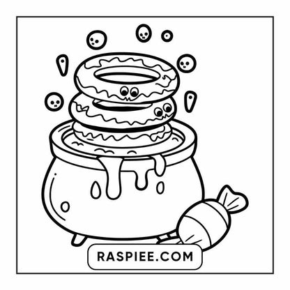 100 Bold Easy Spooky Food & Drinks Coloring Pages Printable PDF Instant Download - RASPIEE