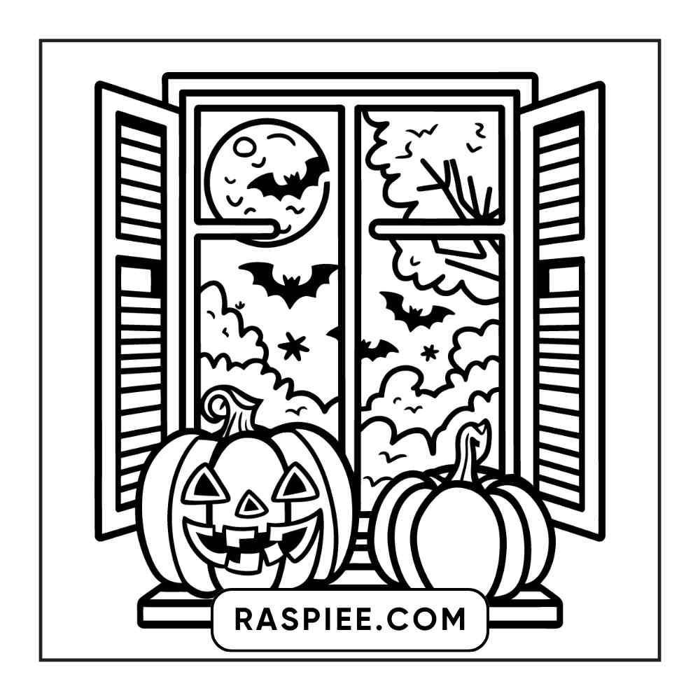 100 Bold and Easy Cute Halloween Coloring Pages Printable PDF Instant Download - RASPIEE