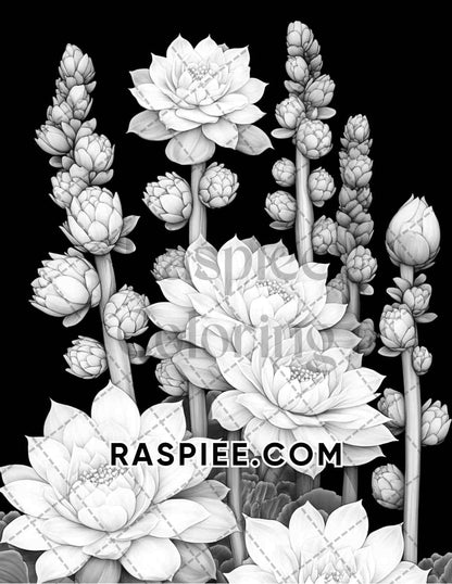 Succulent Blossoms Adult Coloring Pages Printable PDF Instant Download