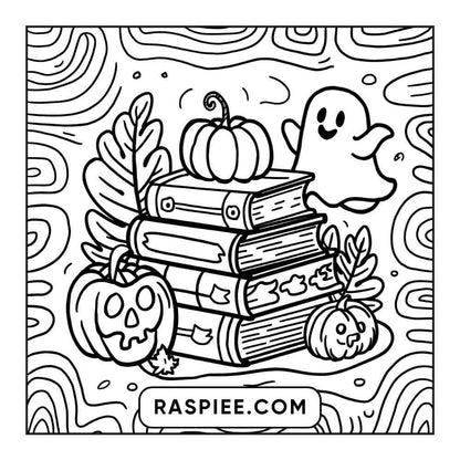 100 Bold and Easy Cute Halloween Coloring Pages Printable PDF Instant Download - RASPIEE