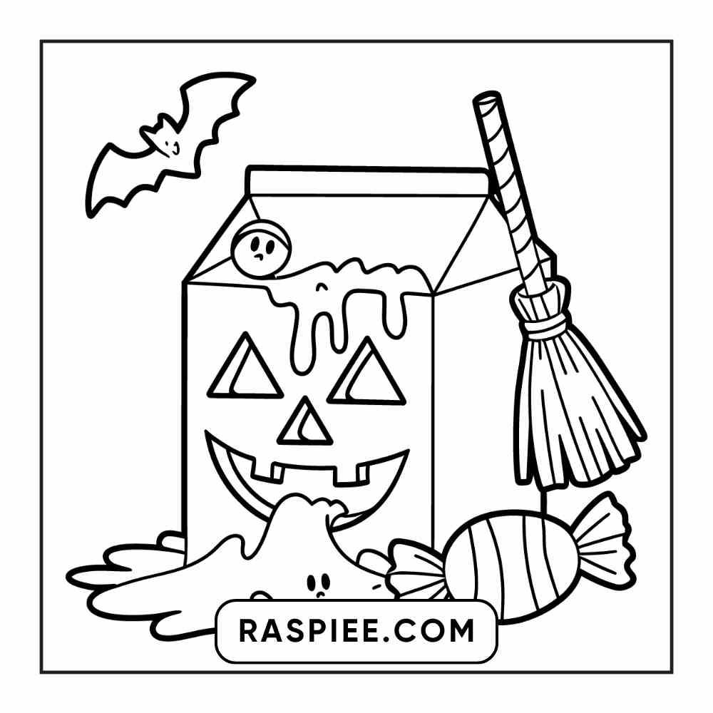 100 Bold Easy Spooky Food & Drinks Coloring Pages Printable PDF Instant Download - RASPIEE