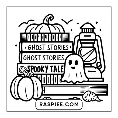 100 Bold and Easy Cute Halloween Coloring Pages Printable PDF Instant Download - RASPIEE