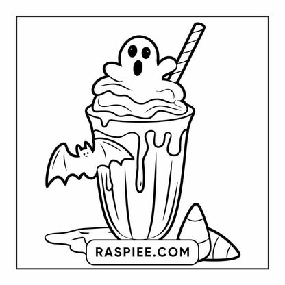 100 Bold Easy Spooky Food & Drinks Coloring Pages Printable PDF Instant Download - RASPIEE