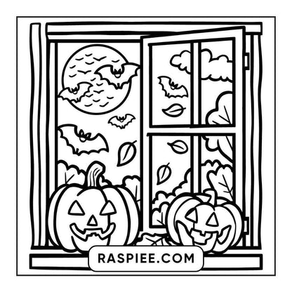 100 Bold and Easy Cute Halloween Coloring Pages Printable PDF Instant Download - RASPIEE