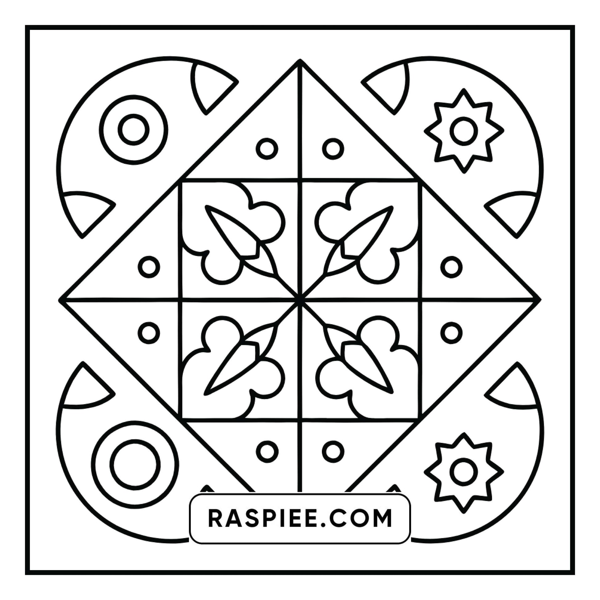 Square Geometric Patterns Coloring Pages