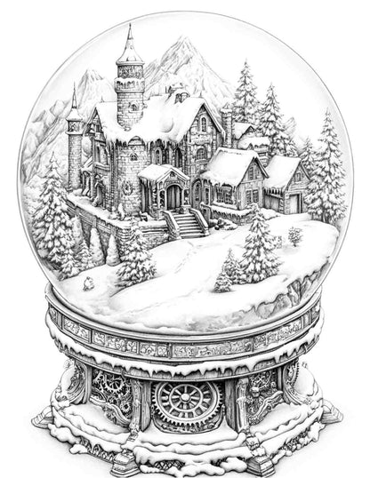 Steampunk Christmas Adult Coloring Pages Printable PDF Instant Download