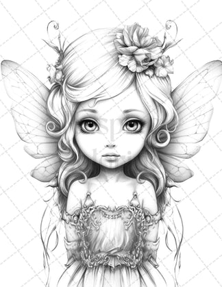 45 Adorable Chibi Fairy Grayscale Coloring Pages Printable for Adults ...