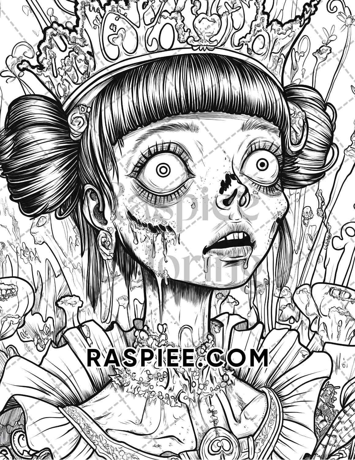 Scary Zombies Halloween Adult Coloring Pages Printable PDF Instant Download