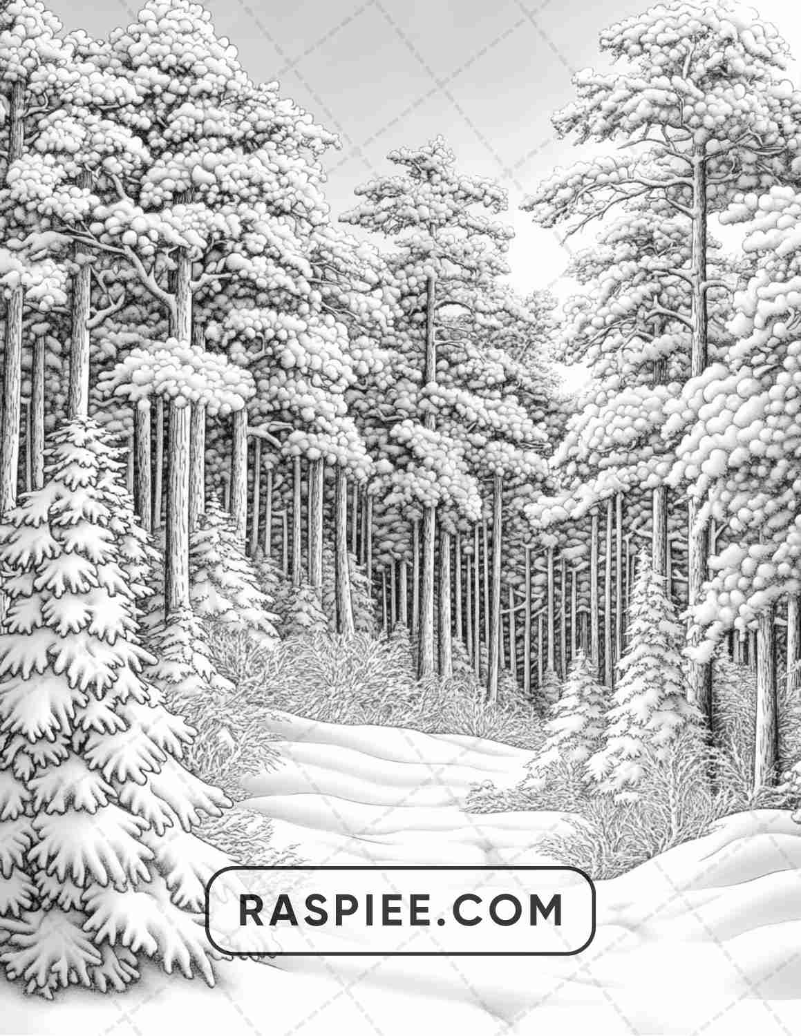 82 Winter Landscapes Adult Coloring Pages - RASPIEE