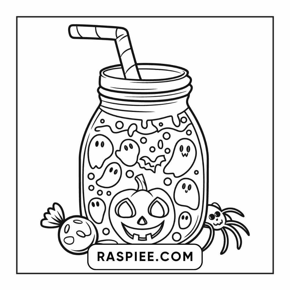 100 Bold Easy Spooky Food & Drinks Coloring Pages Printable PDF Instant Download - RASPIEE