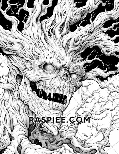 50 Spooky Monsters Halloween Adult Coloring Pages Printable PDF Instant Download - RASPIEE