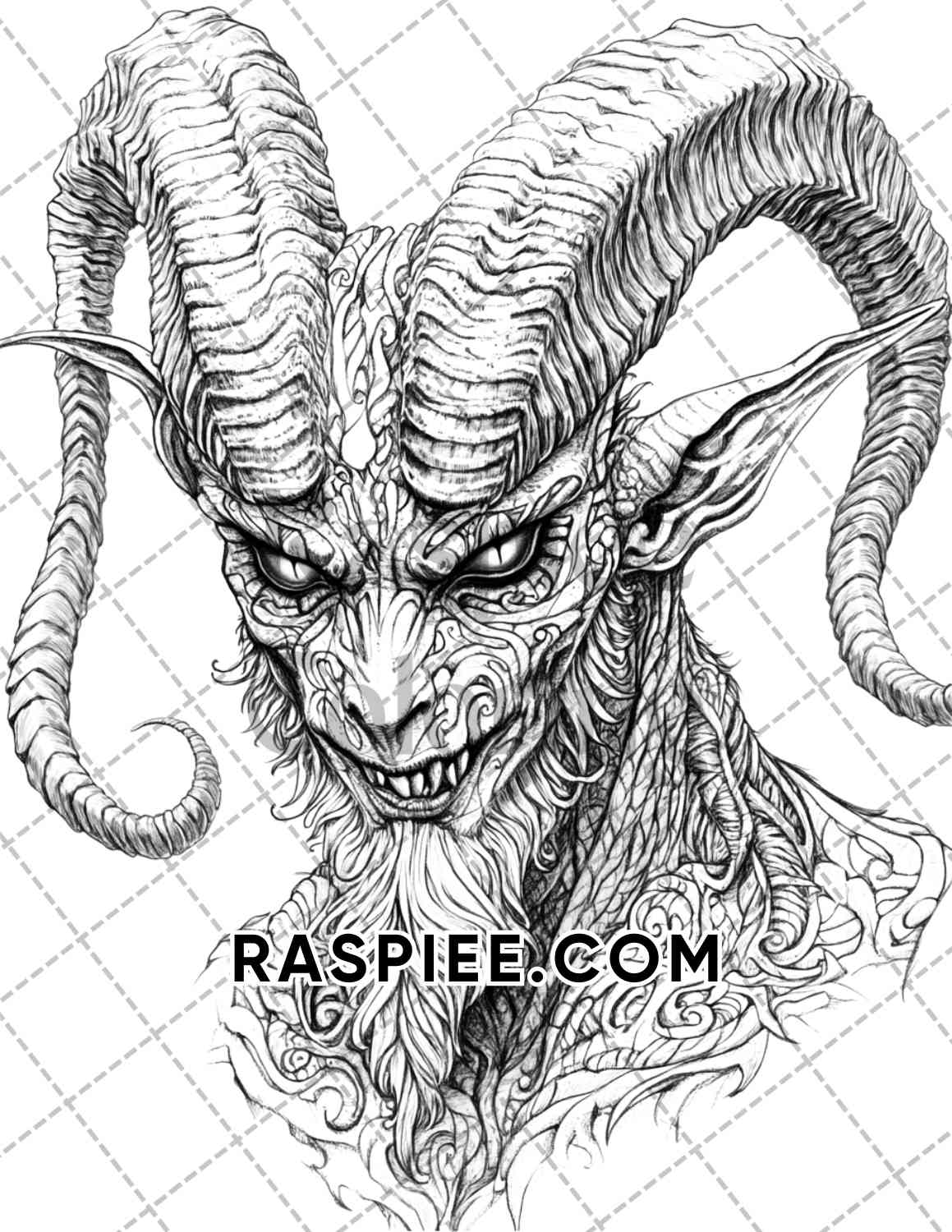 Horror Demons Halloween Adult Coloring Pages Printable PDF Instant Download