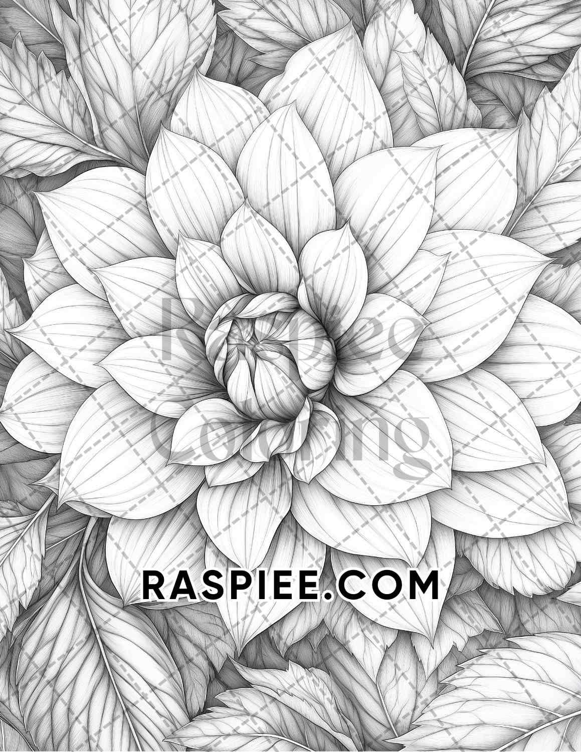 Fall Flowers Adult Coloring Pages Printable PDF Instant Download - RASPIEE